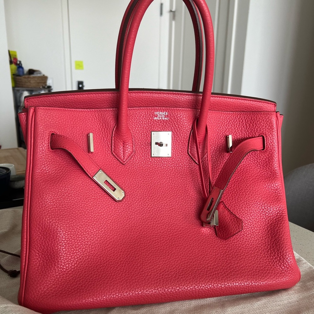 HERMES Bougainvillea Clemence Birkin 35 PHW. 2014 in excellent condition!